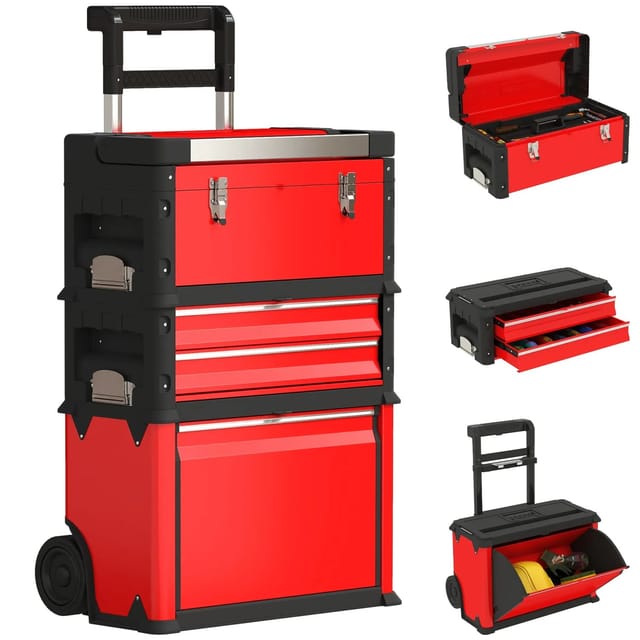 HOMCOM Werkstattwagen inkl. Koffer Werkzeugwagen Leer 52L x 32B x 72H cm