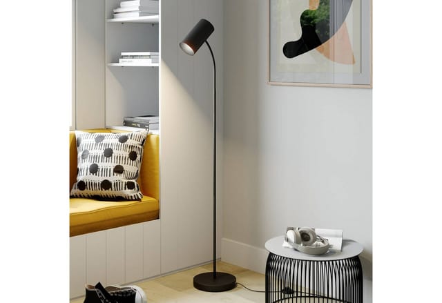 Lindby Stehlampe Karoli 9624219 Modern in Schwarz aus Metall 1-flammig E27 Wohnzimmerleuchte