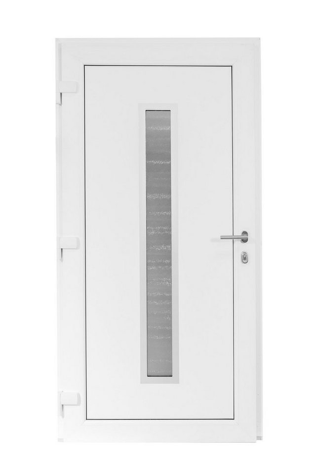 SN Deco Haustür Serena mit Edelstahlstoßgriff/Türknopf, 980x2000 mm, Thermisch getrennte Alu-Bodenschwelle sowie Wetterschenkel