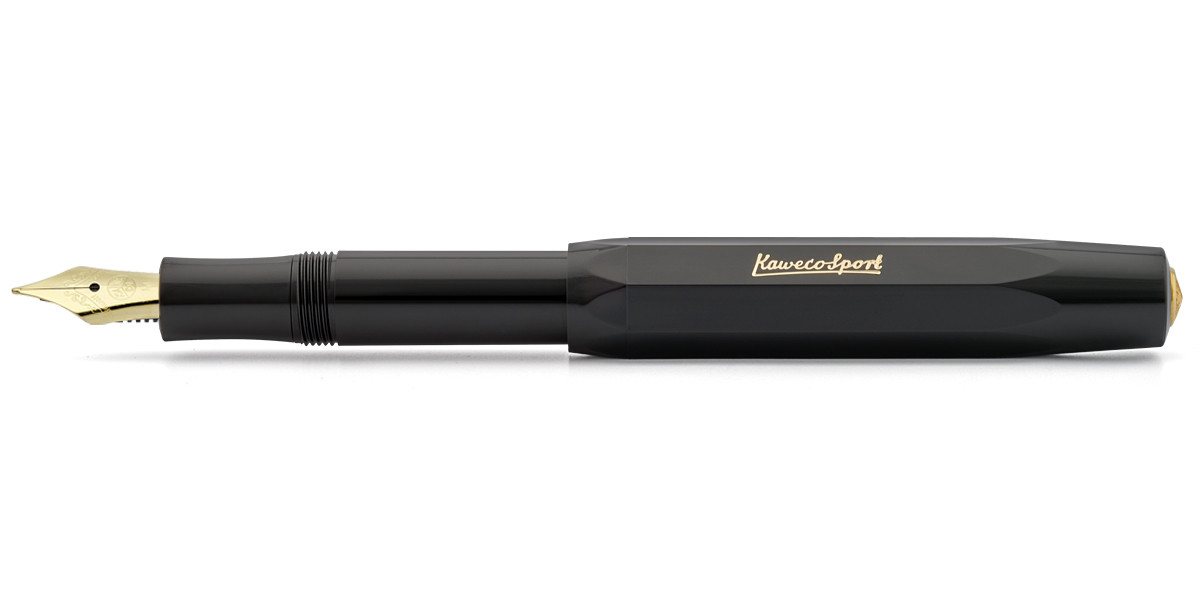 Kaweco Füllfederhalter Kaweco CLASSIC Sport Füllhalter Schwarz, Medium vergoldet