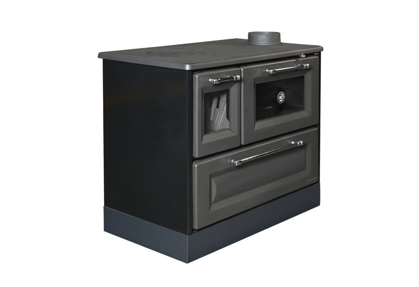 Hosseven Kaminofen mit Backfach und Herdplatte 4012 Anthrazit Holzofen 8 kW Holz Ofen, 7.7 kW, Dauerbrand, Ofen Mehrfachbelegung Kamin Heizofen Küchenherd Bild 2