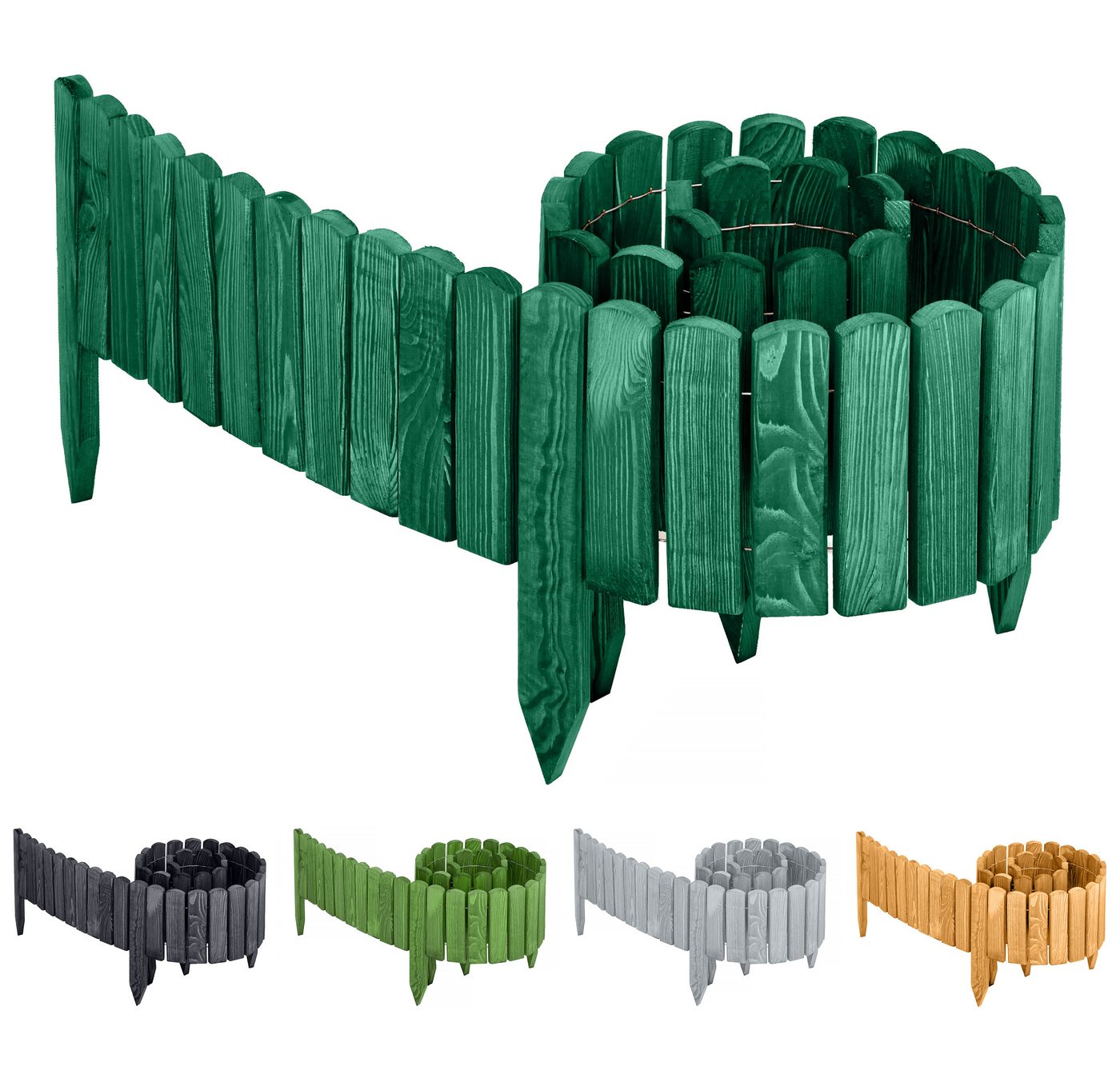 Garronda Rasenkante Beeteinfassung Holz Rollzaun Flexibler Rollborder Länge: 2m GD-0046, LxH: 2x10 cm Bild 3
