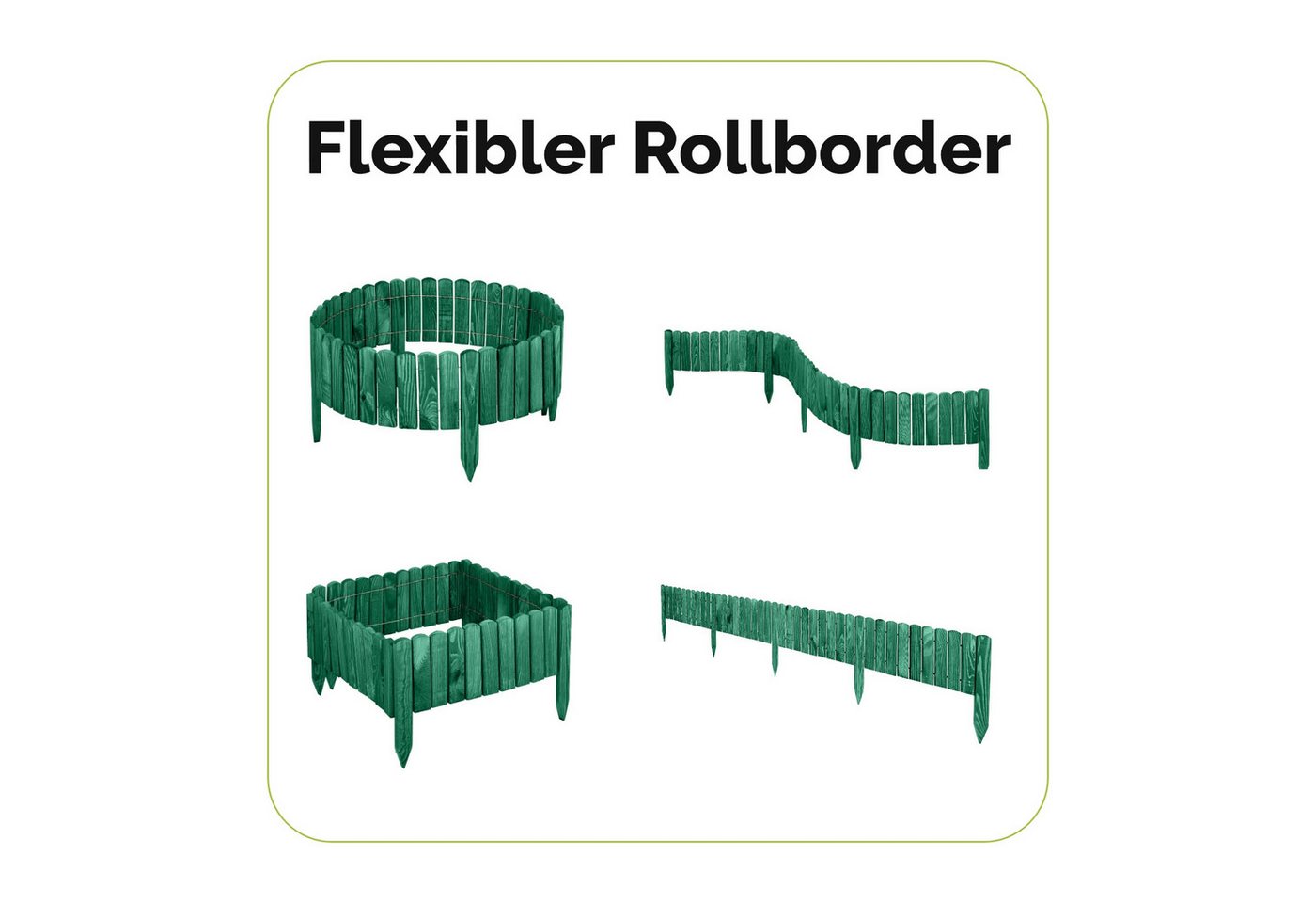 Garronda Rasenkante Beeteinfassung Holz Rollzaun Flexibler Rollborder Länge: 2m GD-0046, LxH: 2x10 cm Bild 4