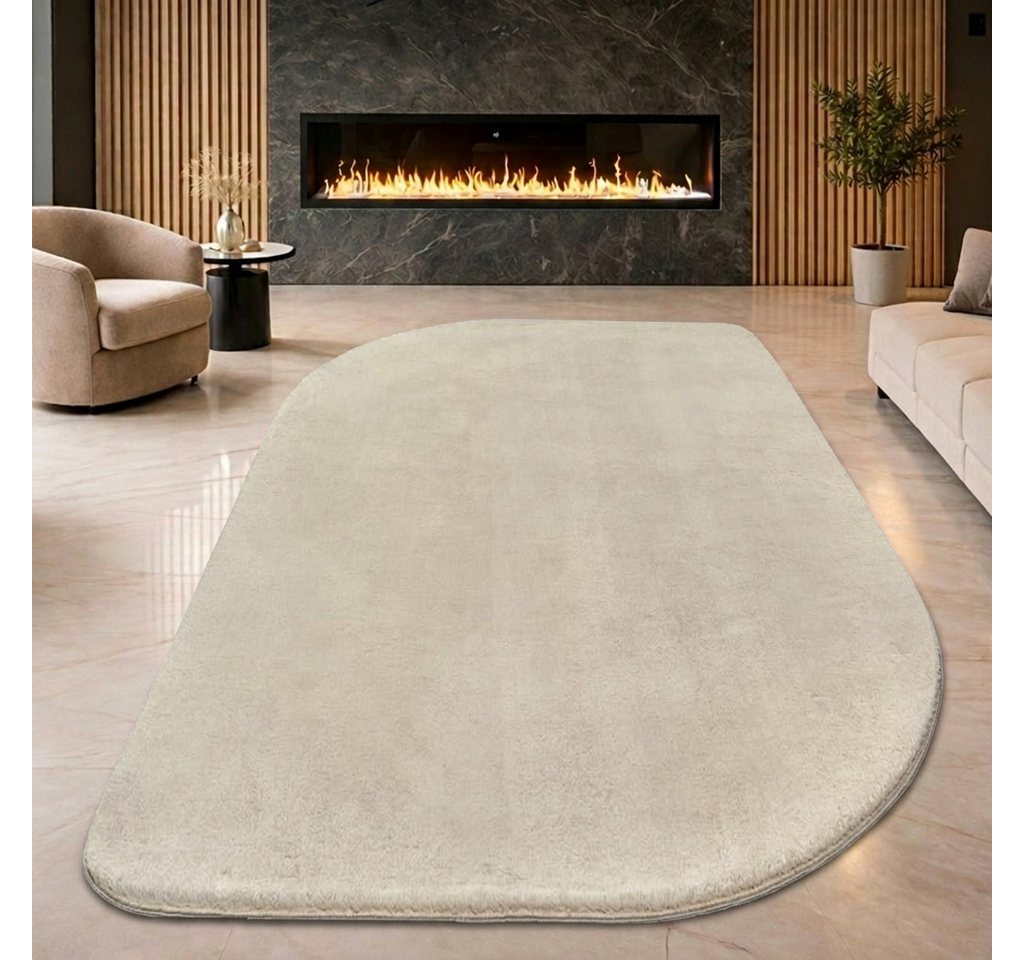 Carpetia Teppich Design Teppich Shape in eleganter Freiform weich Beige, rechteckig, Höhe: 19 mm