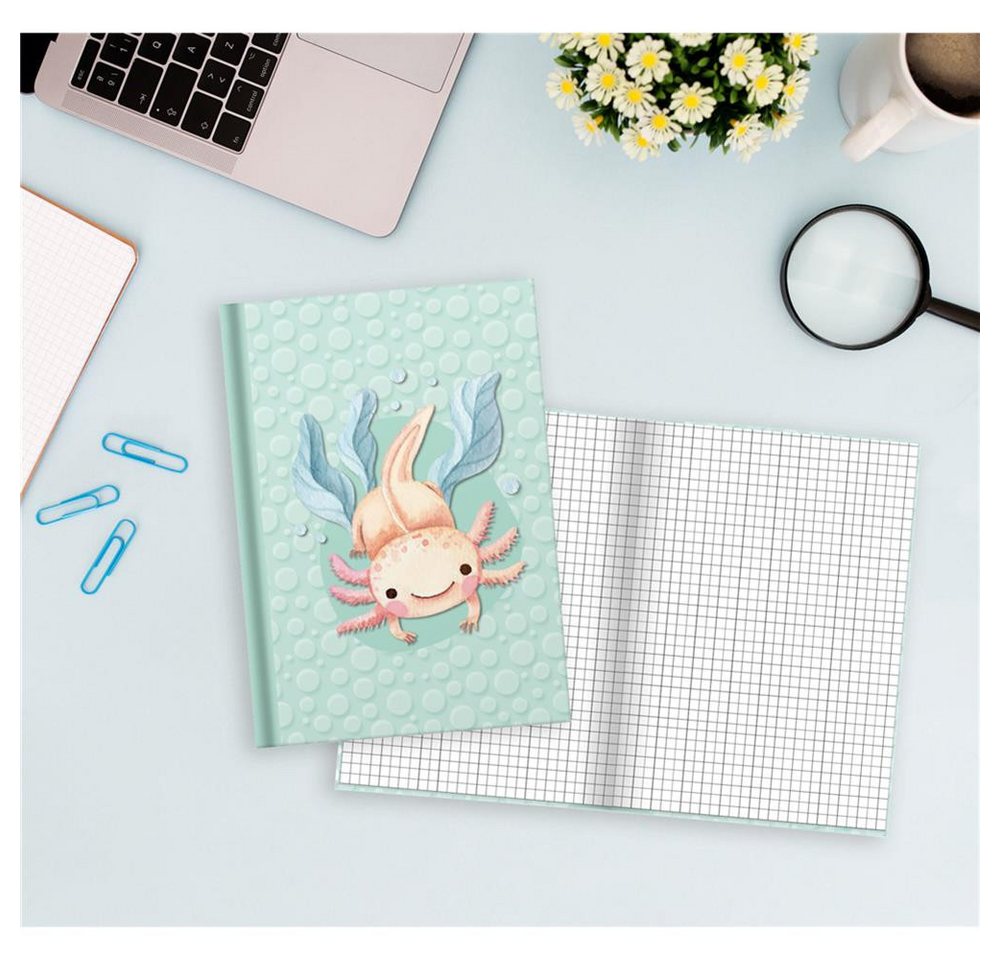 RNK Verlag Notizbuch Notizbuch Axolotl DIN A5 kariert Hardcover 96 Blatt, 96 Blatt, kariert, Hardcover, 70 g/m² Bild 4