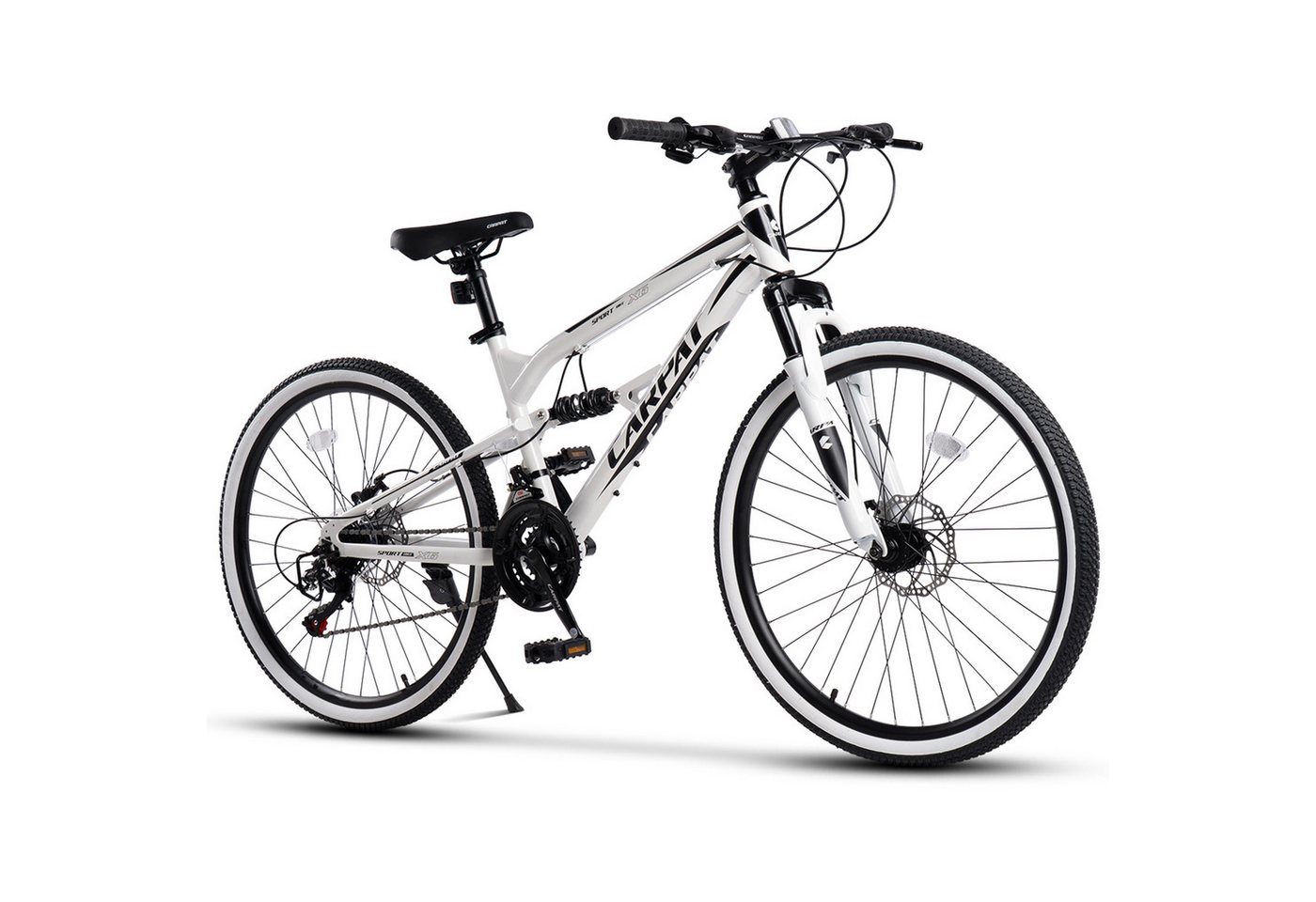 CARPAT SPORT Mountainbike 24 26 Zoll Fahrrad für Herren Damen Jungen, 21 Gang Shimano Tourney Schaltwerk, Kettenschaltung, mechanische Scheibenbremse, MTB Fahrrad Bike
