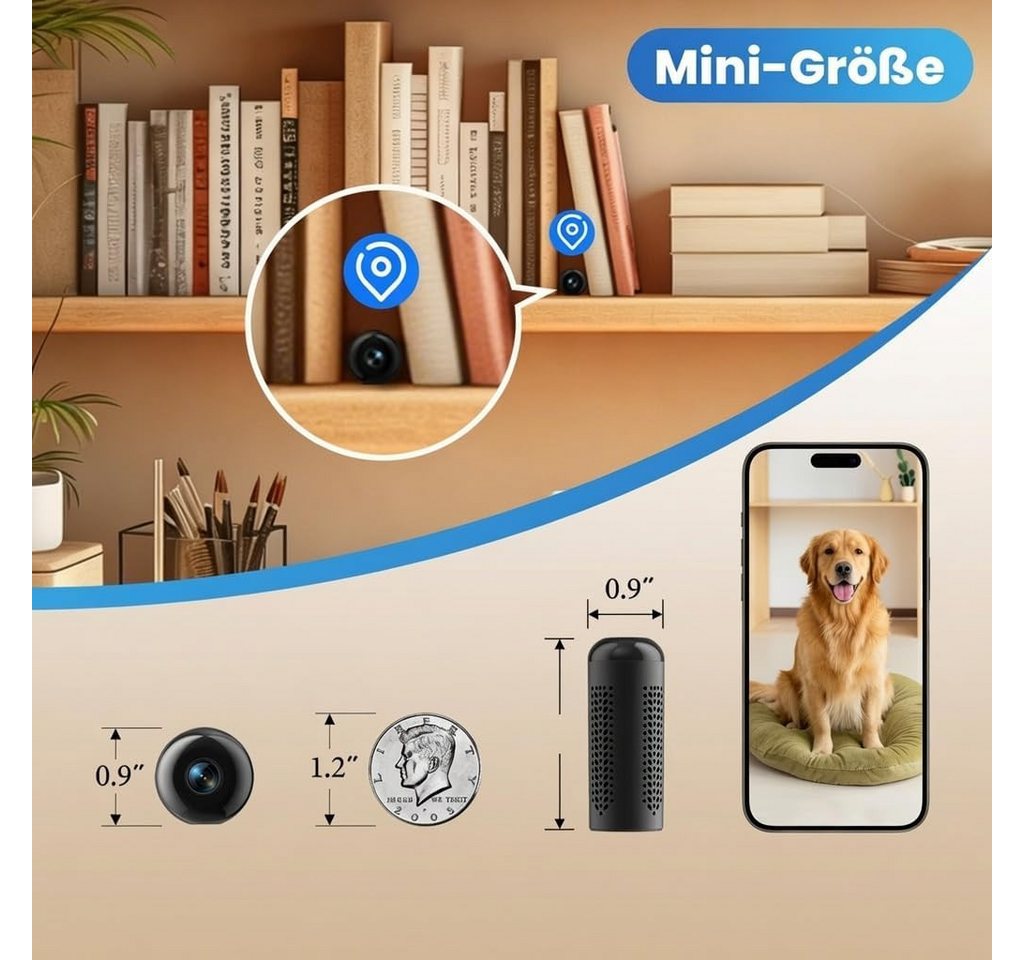 SpionProfi Überwachungskamera Wifi Mini Kamera 5G Wlan mit Nachtsicht und Bewegungsmelder (1-tlg., Mini Cam Live IP Überwachungskamera mit kostenloser App) Bild 2