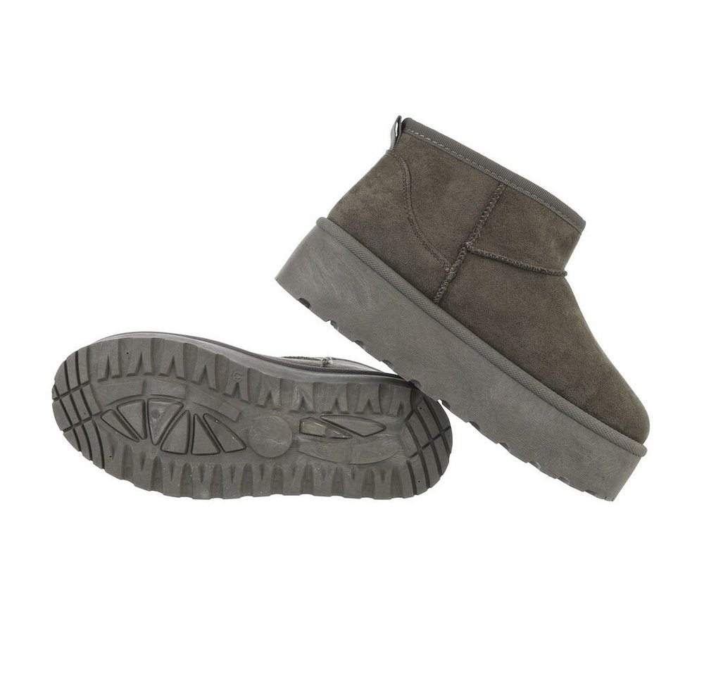 Ital-Design Damen Snowboots Freizeit Snowboots Plateaustiefeletten Snowboots (84338249) Flach Plateaustiefeletten in Olive