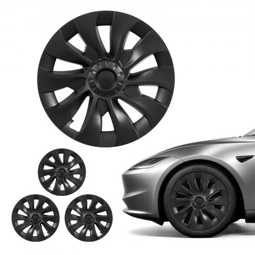 VEVOR 4x Radkappen Set für Tesla Model 3 17-23, 18 Zoll Radzierblenden aus ABS Kunststoff, Radblenden mit 10 Speichen & Snap-On-Montage Design, R18 Radabdeckungen für Deko & Daubschutz, Mattschwarz