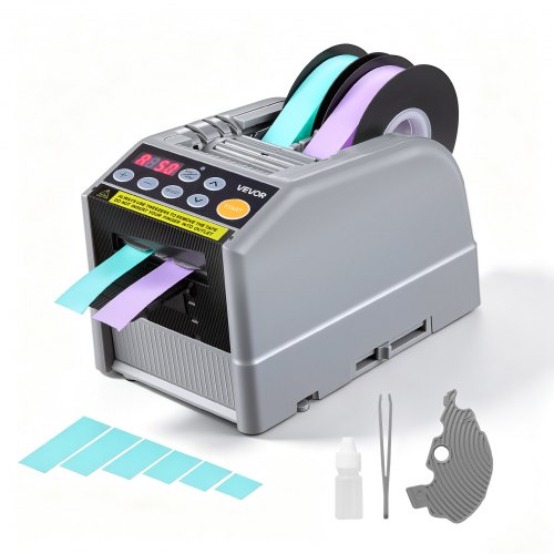 VEVOR Automatischer Klebebandspender mit 5-999mm Einstellbare Schnittlänge, Elektrischer Klebebandschneider für Verpackung Lagerung, 6-60mm Bandbreite, Geeignet für Bänder & Schleifen, Tastensteuerung