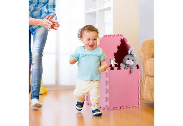 Relaxdays Puzzlematte EVA-Schaumstoff Grau 36 Tlg. Abwischbar Wärmeisolierend Mit Rand 1 cm x 31,5 cm x 31,5 cm 1,5 kg