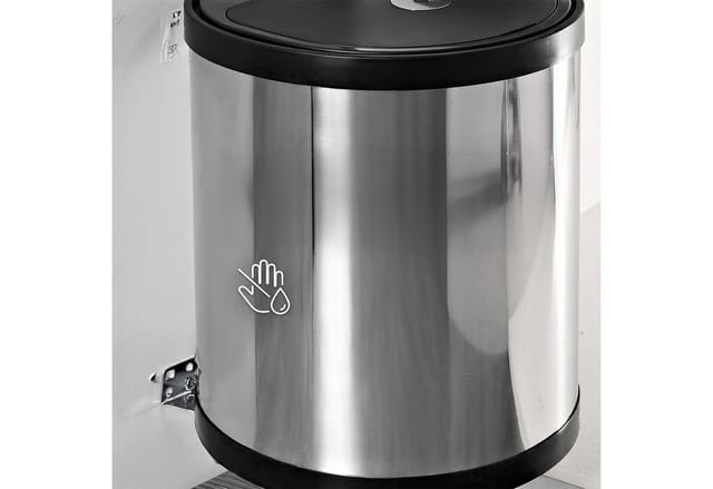 Relaxdays Einbaumülleimer Edelstahl Silber Schwingdeckel 8 Liter 27,5 cm x 27 cm x 28 cm