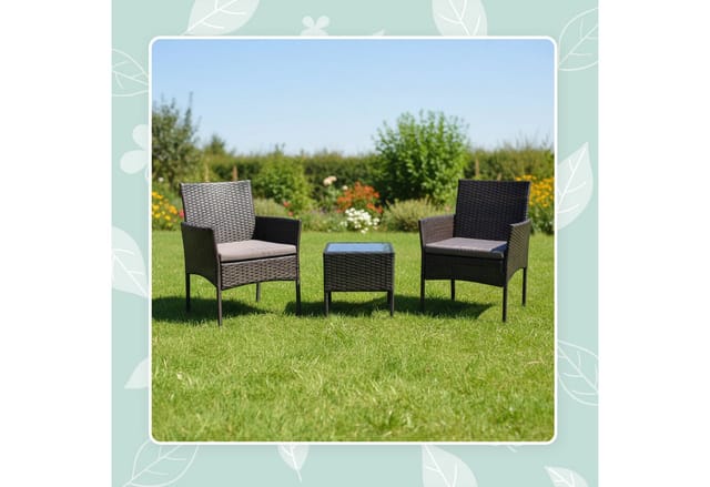 Relaxdays Gartenlounge Set Polyrattan Schwarz Dreiteilig Mit Glastisch 82 cm x 57 cm x 58 cm 40 cm x 40 cm x 40 cm