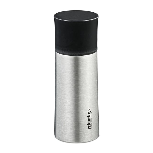 Relaxdays Trinkflasche Edelstahl Silber Auslaufsicher 300 ml 19,5 cm x 7 cm 340 g