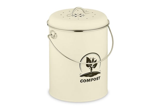 Relaxdays Komposteimer Eisen Creme mit Geruchsfilter 5,5 Liter