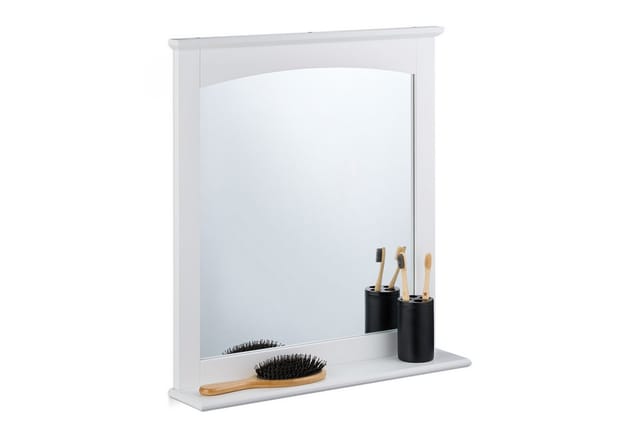 Relaxdays Badezimmerspiegel MDF Weiß Mit Ablage 60 x 55 x 11 cm 3,7 kg