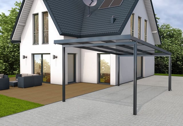 Carport Premium Weiß Opal Stegplatte PC 309,4 cm x 562 cm Anthrazit