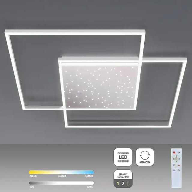 Paul Neuhaus LED-Deckenleuchte Yuki Stahlfarben 67 x 67 cm