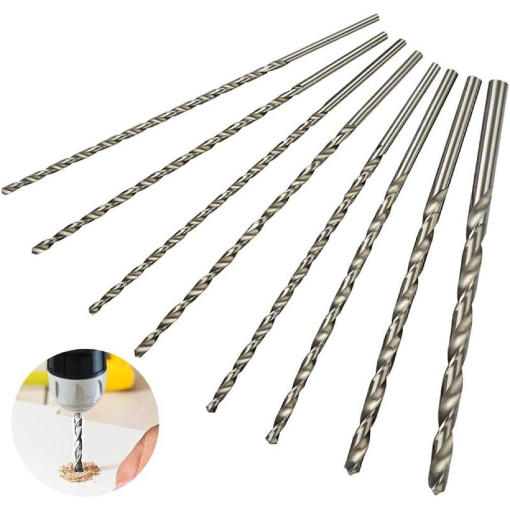 Set 8 Forets Extra Longs Hsc 200mm - Diamètres 4mm À 10mm, Parfait Pour Percer Profondément Bois Et Métal
