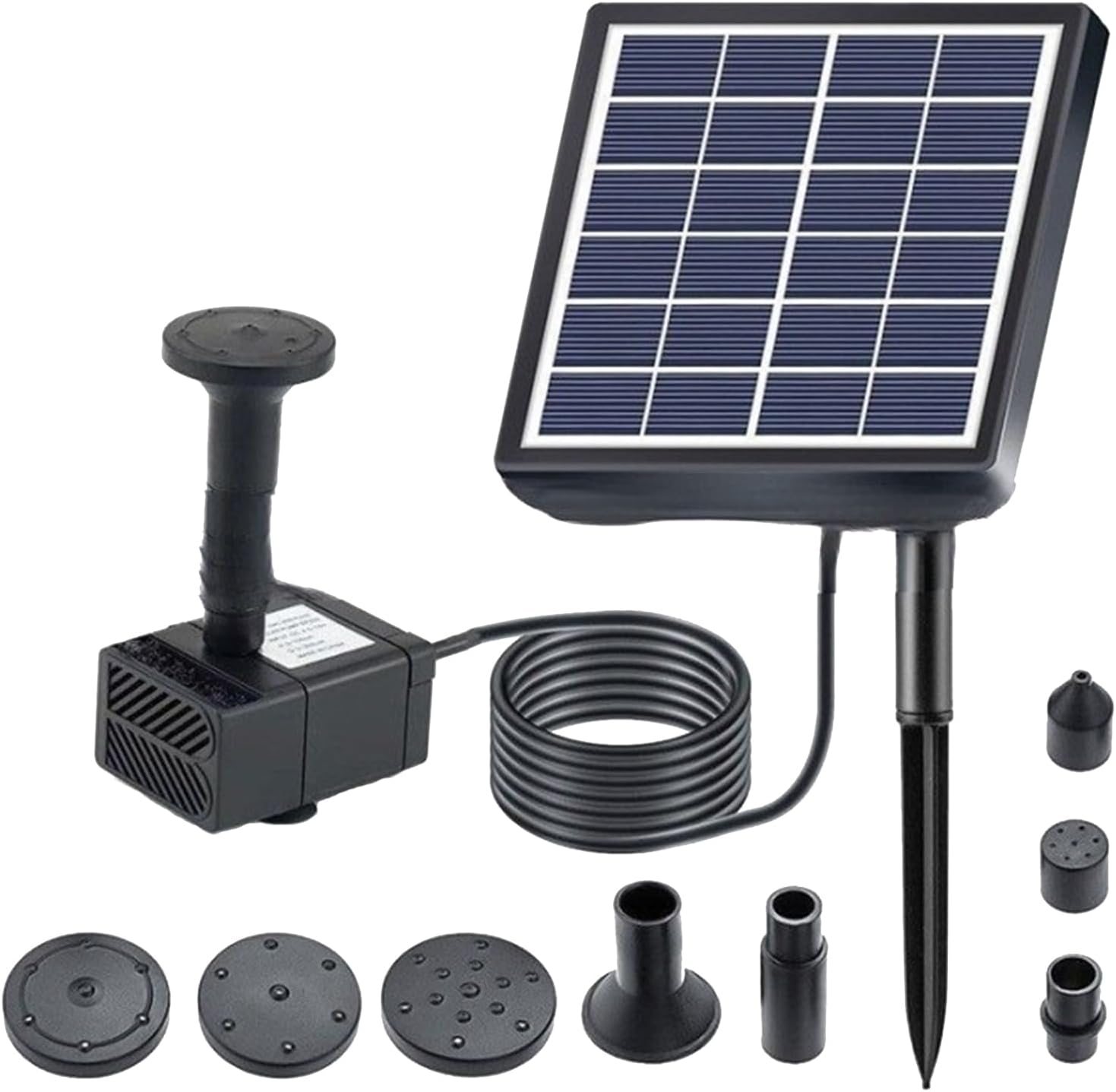 Kit De Fontaine À Oiseaux Diy À Énergie Solaire 1,5 W Cc Avec 5 Buses, Adapté Aux Bassins Et Terrasses Extérieures.