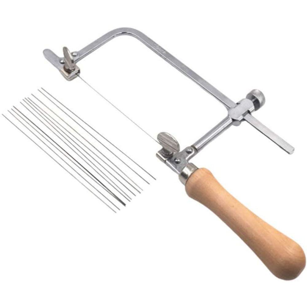 Un Cadre De Scie Réglable Pour Bijoutiers, Équipé De 12 Lames De Scie, Un Accessoire De Fabrication De Bijoux Adapté Aux Travaux Manuels.