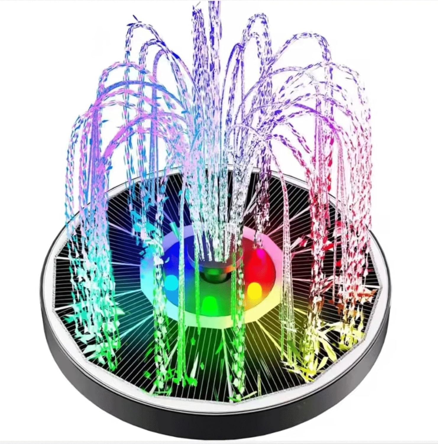 Fontaine Solaire Avec Éclairage Led, 3,5 W, Idéale Pour Les Bains D'Oiseaux, Les Jardins, Les Espaces Extérieurs Et Les Étangs