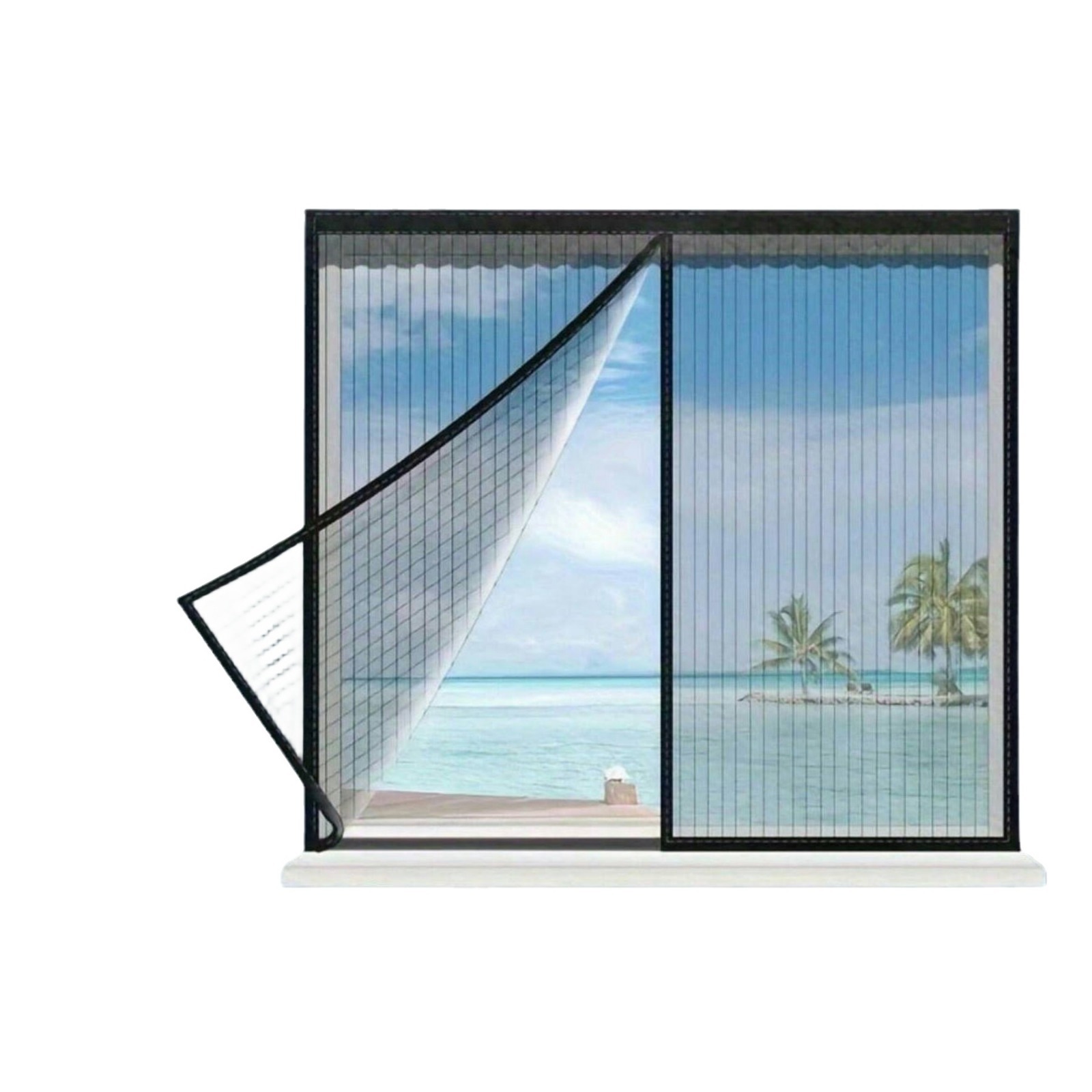 Moustiquaire Magnétique, Rideau En Maille De 130 X 150 Cm, Facile À Installer, Convient Aux Fenêtres Des Pièces Climatisées/de Cuisine, Noir.