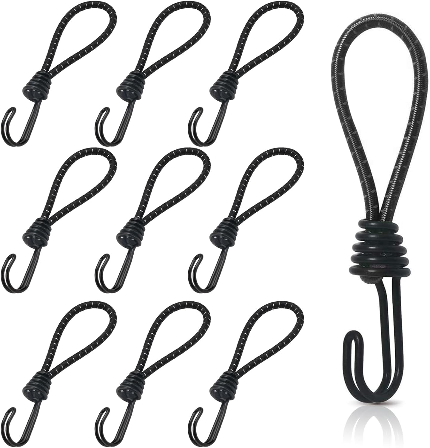 10 Attrape-câbles En Caoutchouc Avec Crochets En Spirale, Crochets Courts Flexibles De 16 Cm, Tendeur Universel, Adaptés Au Camping Et Aux Bagages.