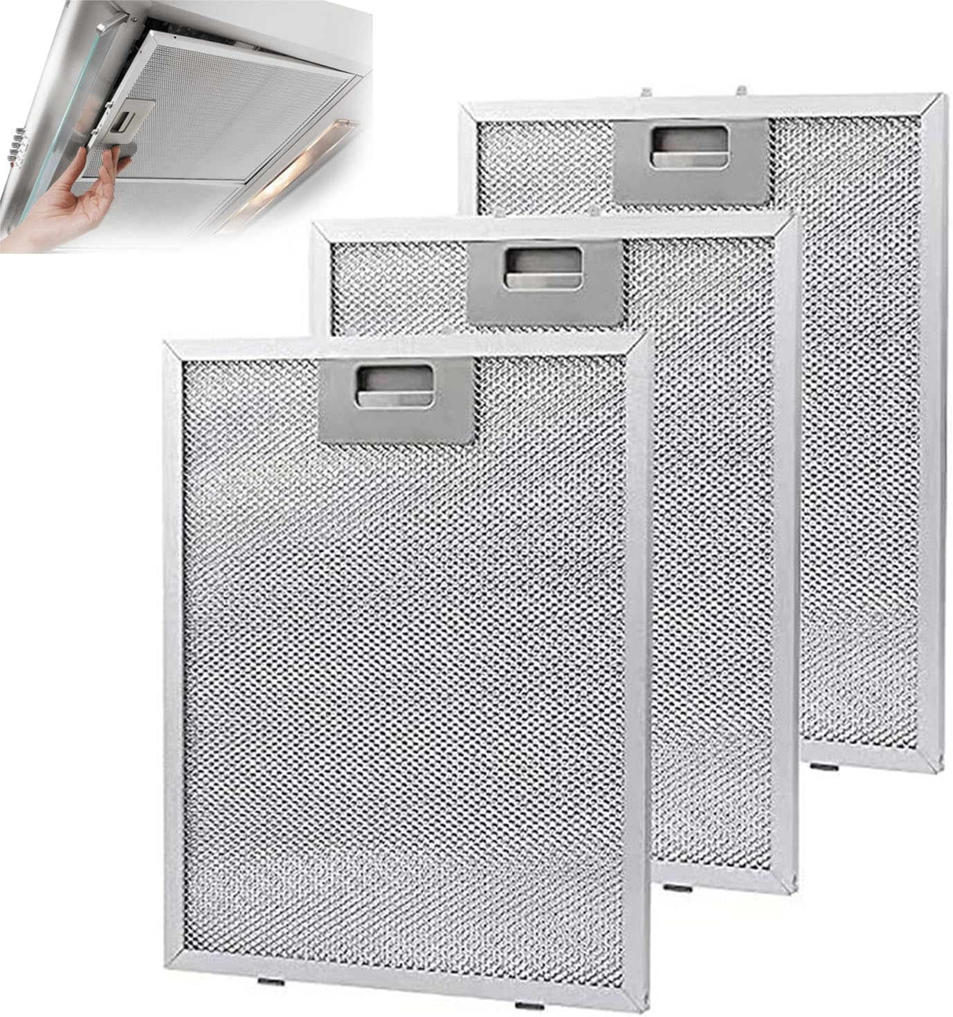 Filtre À Graisse Lavable Pour Hotte Aspirante (3 Pièces), Filtre En Aluminium, Compatible Avec De Nombreuses Grandes Marques (320 X 260 Mm)