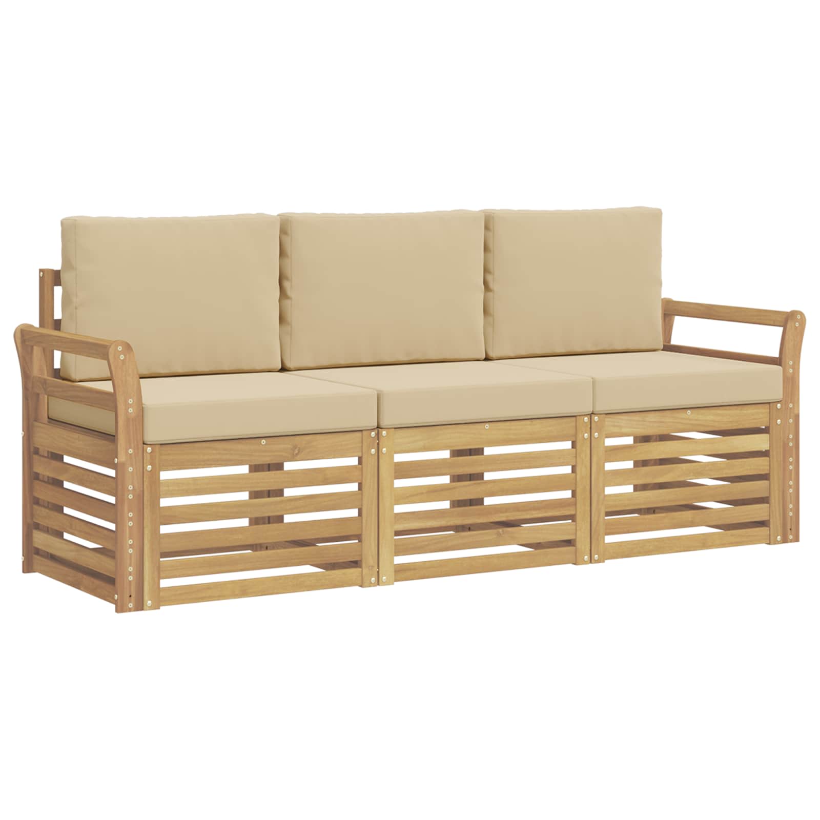 Sofagarnituren 3 Stk. Weiß Und Beige Polyester Vidaxl