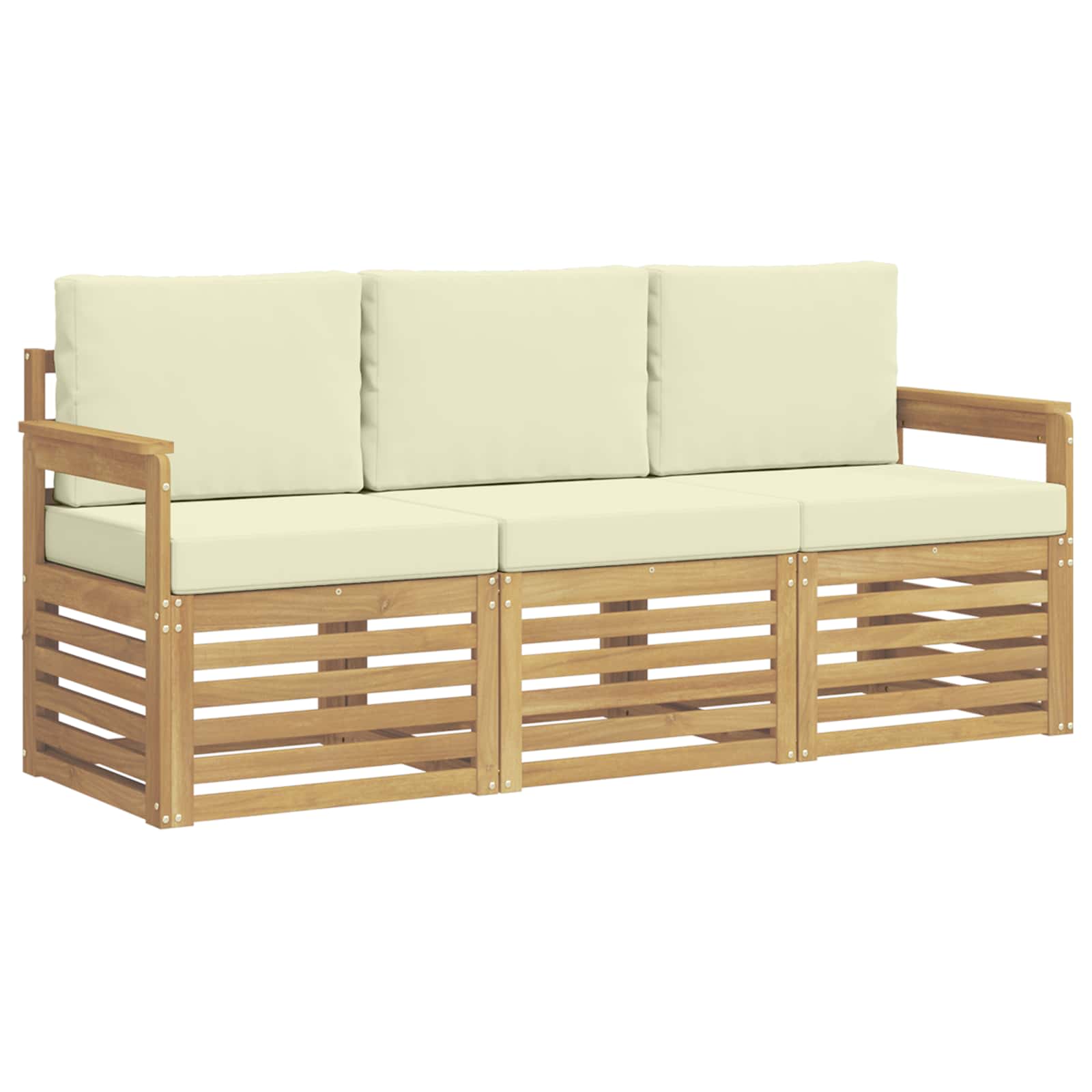 Sofagarnituren 3 Stk. Weiß Und Creme Polyester Vidaxl