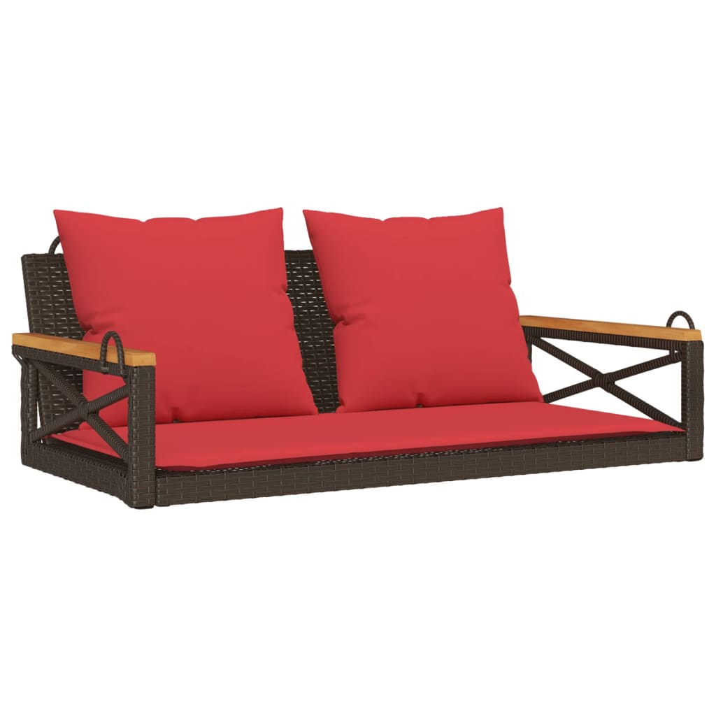 Hängebank Mit Kissen Braun 109x62x40 Cm Poly Rattan Vidaxl