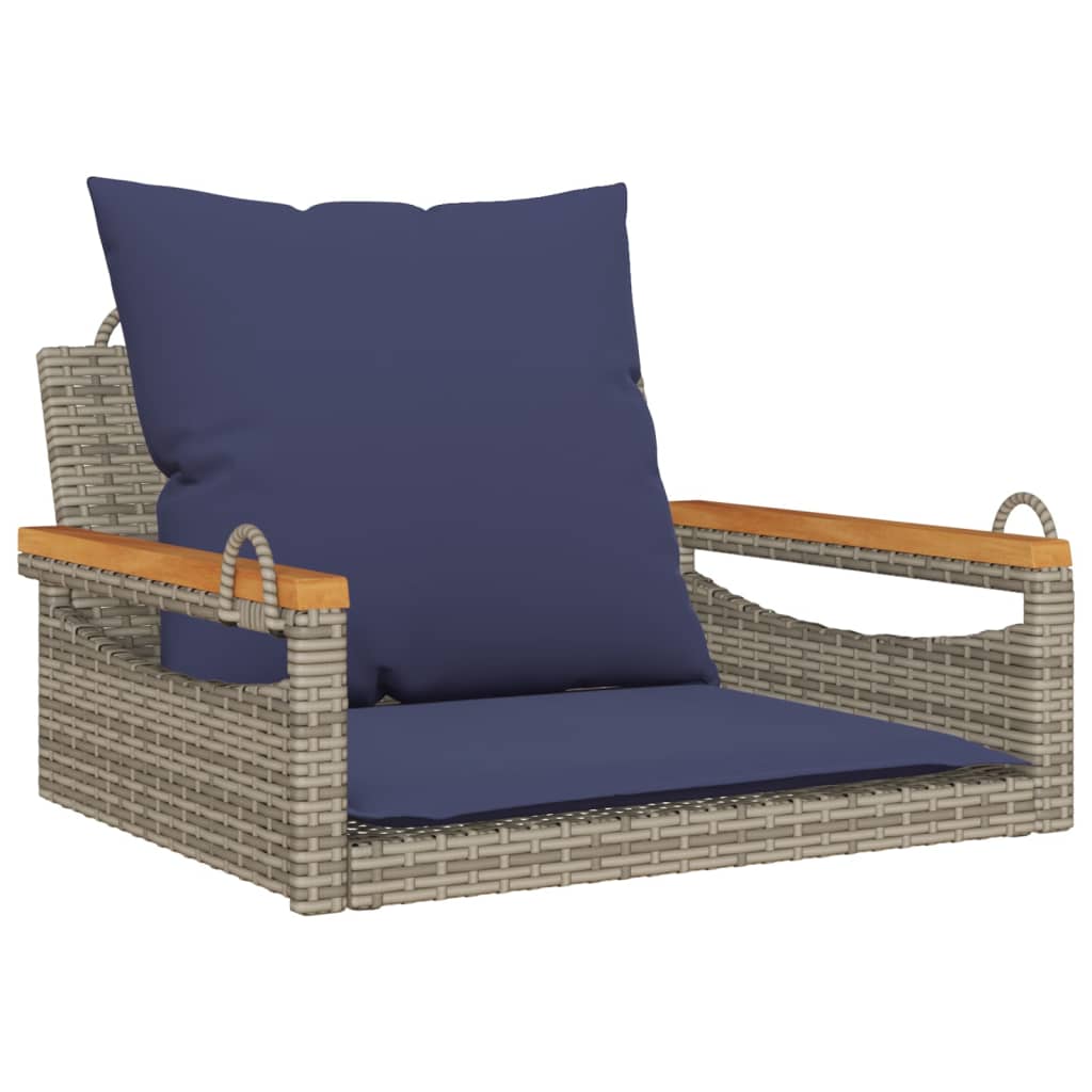 Hängesessel Mit Kissen Grau 63x62x40 Cm Poly Rattan Vidaxl