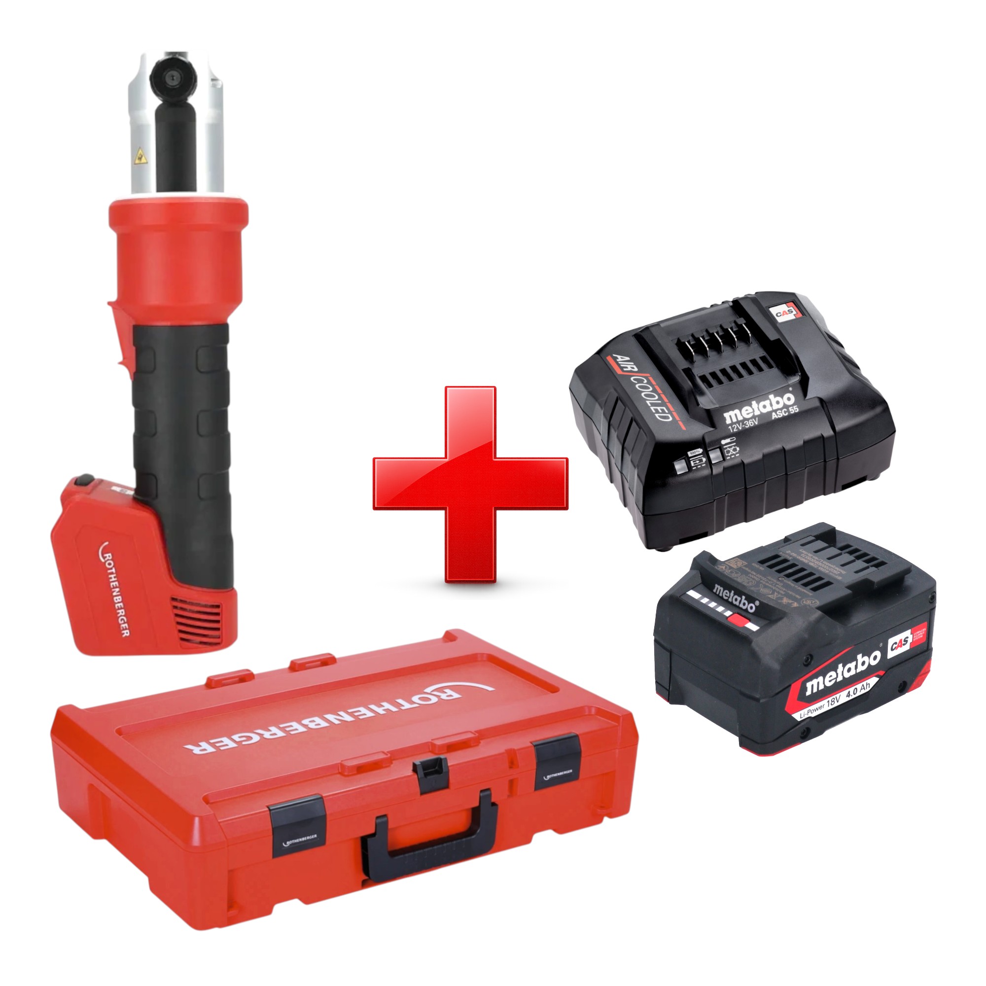Rothenberger Romax Nano Akku Pressmaschine 18 V 34 Kn Cas + 1x Akku 4,0 Ah + Ladegerät + Rocase