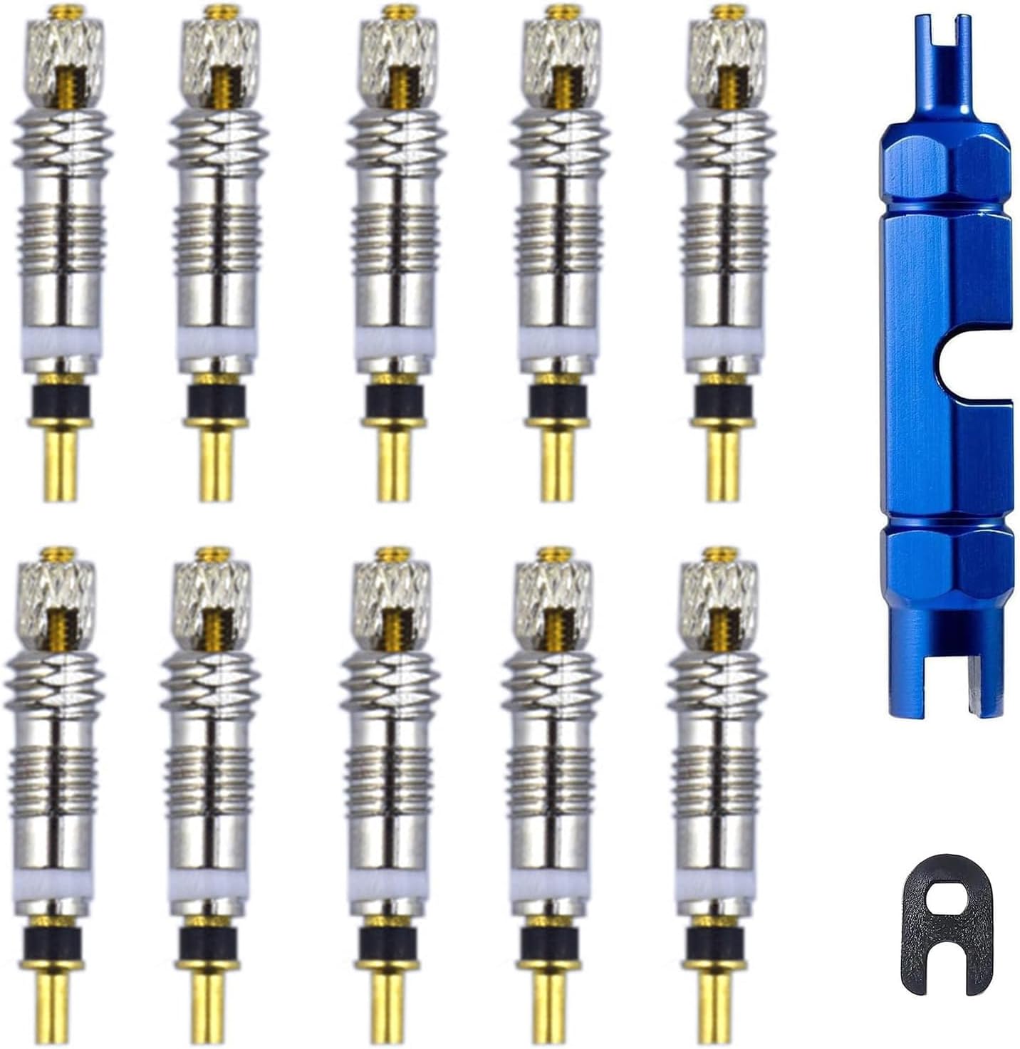 Kit De 12 Adaptateurs Pour Valves Françaises, Un Outil De Réparation Pour Vélos Tubeless, Compatible Avec La Plupart Des Obus De Valve Français.