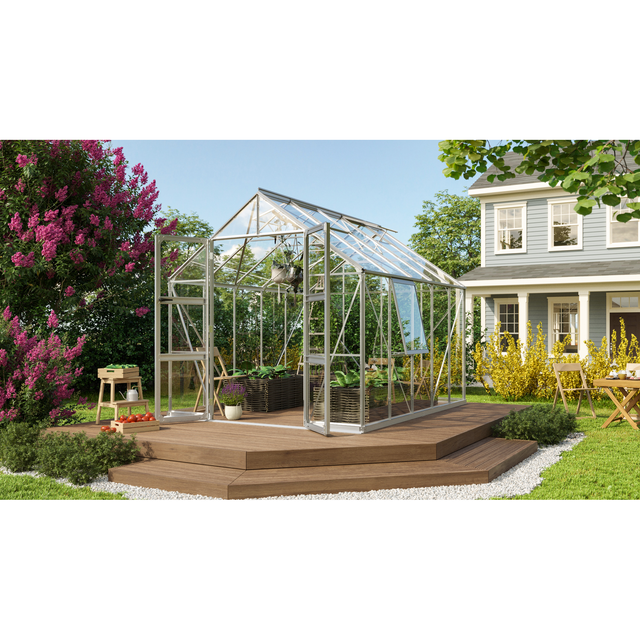 Vitavia Gewächshaus 'Olymp 8300' 254,4 x 316,6 cm mit 3 mm Sicherheitsglas aluminiumfarben