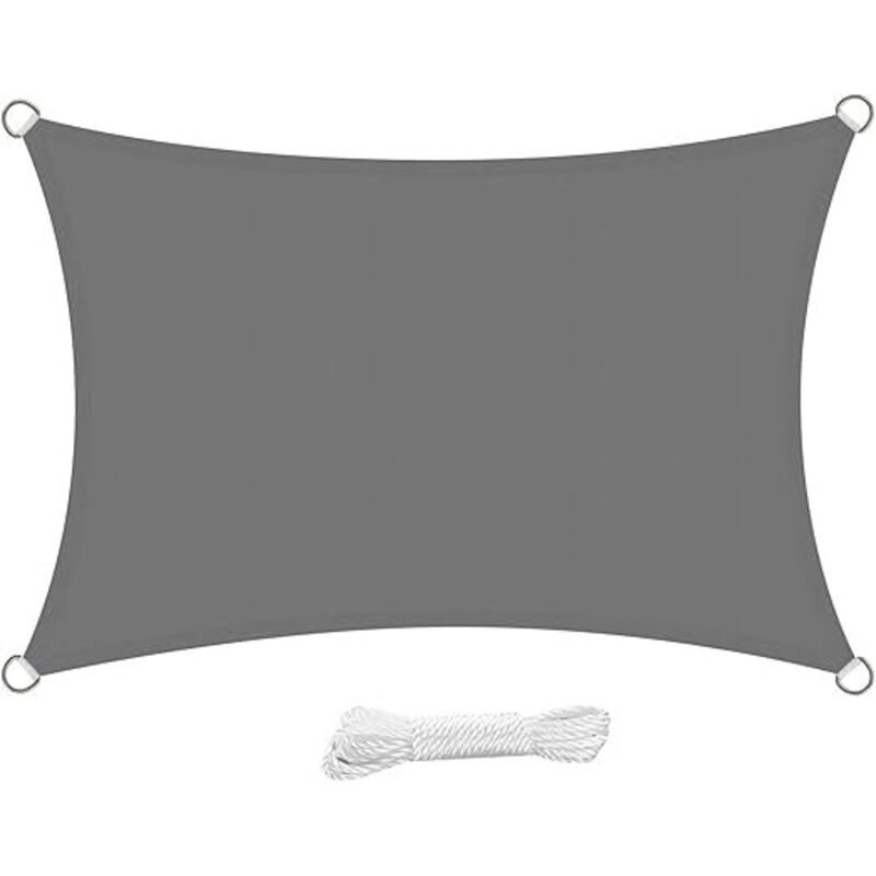 Rechteckiges Sonnensegel 3x4 Meter, Wasserdicht, Wasserabweisend, Uv-schutz 4x3 M, Für Garten, Terrasse, Patio, Grau