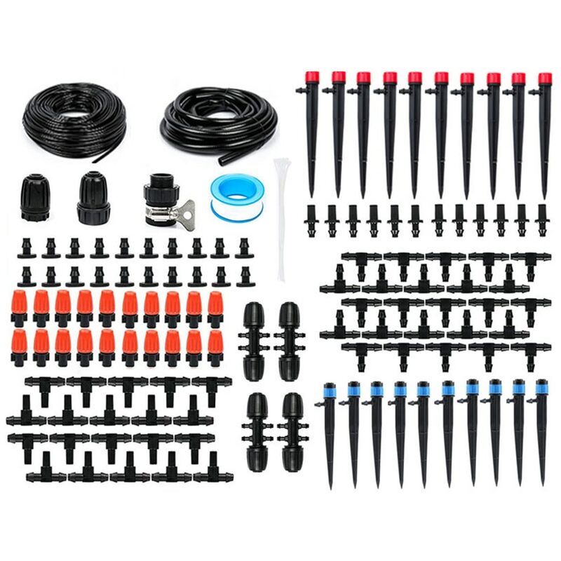 Automatisches Gartenbewässerungssystem-set, Für Rasen/garten/terrasse, Kunststoff, 60 M, Einstellbarer Wasserdruck, Einfache Installation, Mehrfarbig