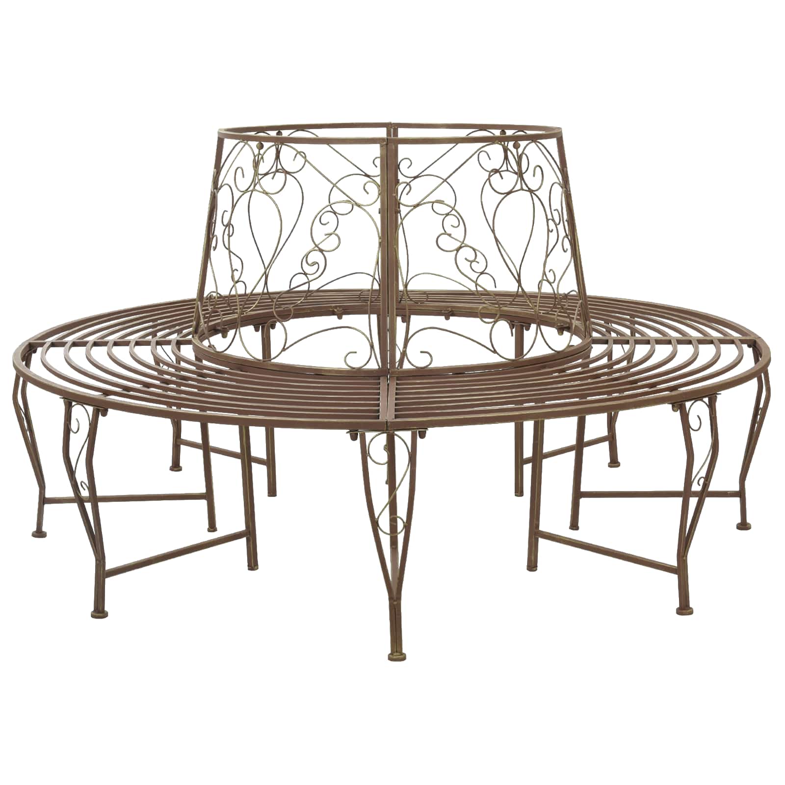 Baumbank 8 -sitzer Ø 160 X 89 Cm Steel Antikbraun Rund Vidaxl