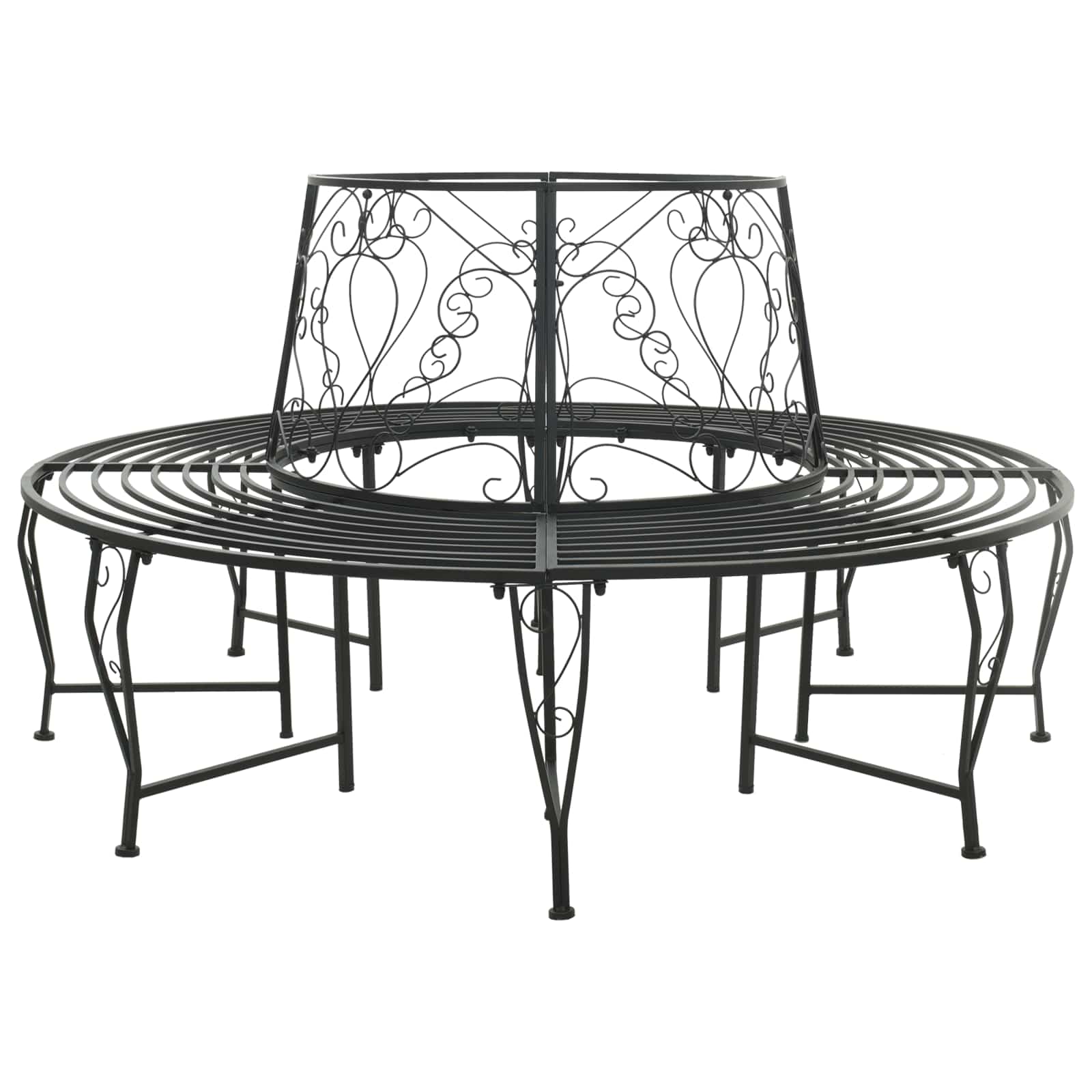 Baumbank 8 -sitzer Ø 160 X 89 Cm Steel Schwarz Rund Vidaxl