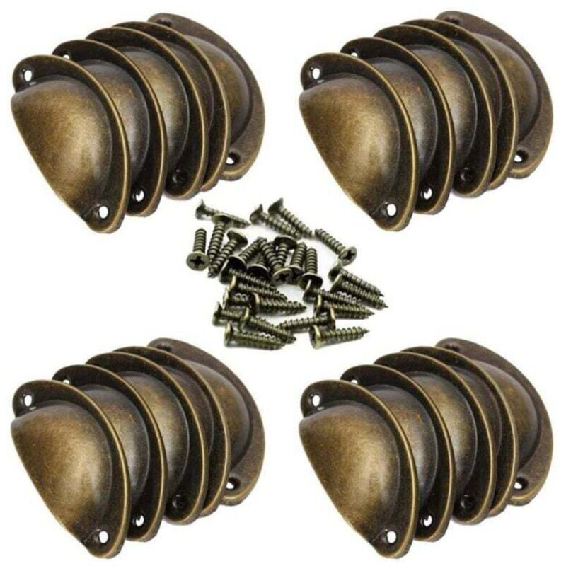 Möbelgriff – 20 Vintage-muschelgriffe Für Schubladen, Schränke, Küchenmöbel, Gebogener Retro-türknauf Aus Eisen, 8,2 Cm X 3,5 Cm, Antikmessing
