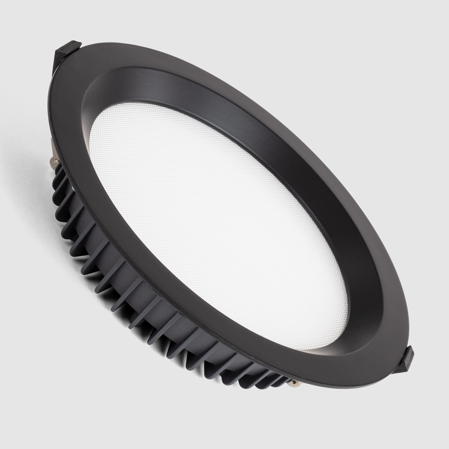 Led Downlight Rund Aero 130 Lm/w Mikroprismatisch Schwarz 4000k Lifud Neutralweiß 24 W 200 Mm