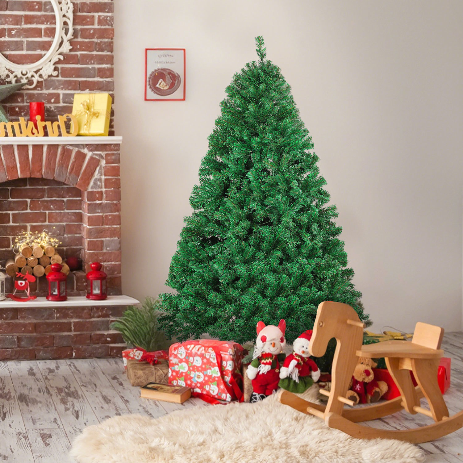 Jiubiaz Künstlicher Weihnachtsbaum 180 Cm Grün, 650 Zweigspitzen, Pvc Christbaum Mit Metallständer