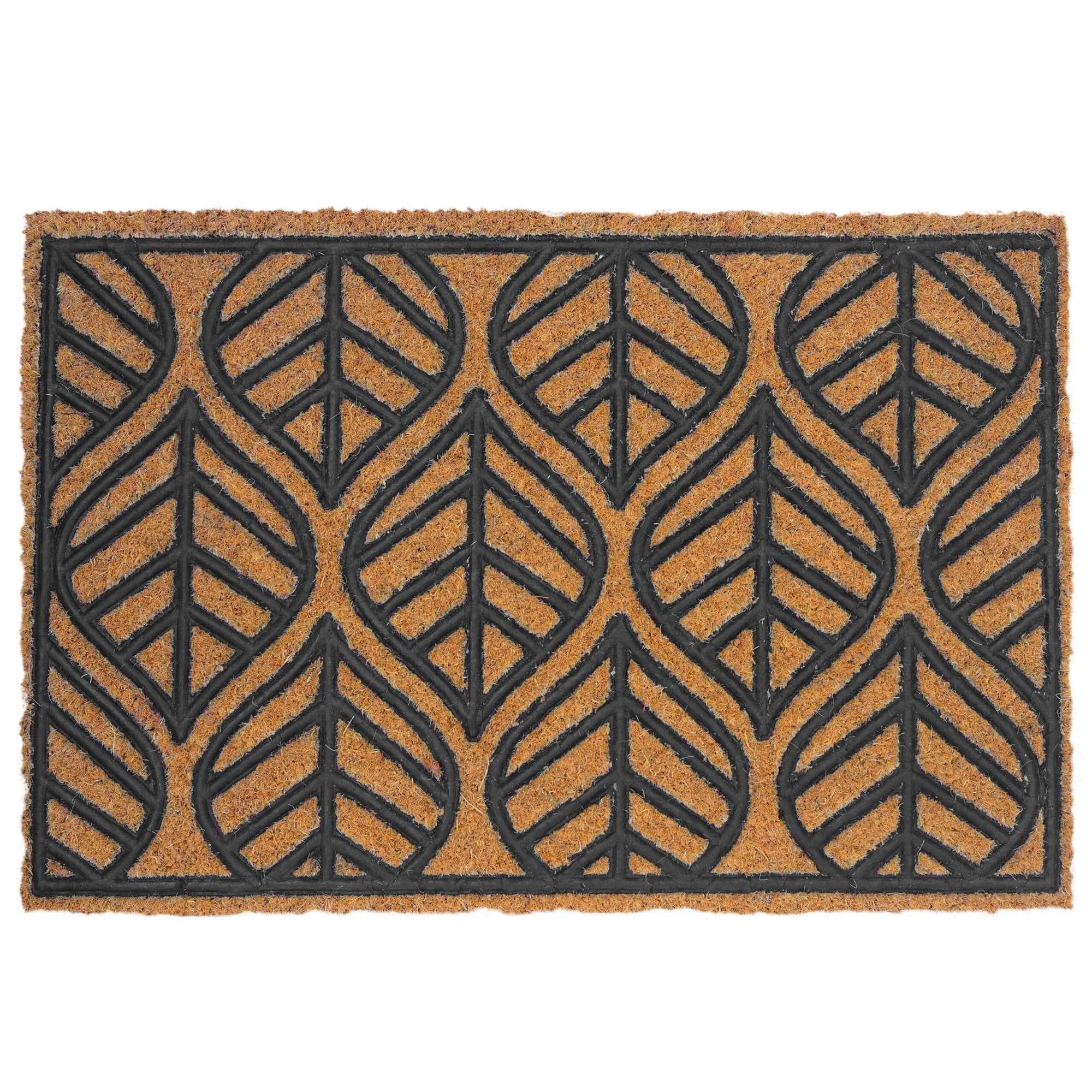 Coir & Pvc Doormat, 60 X 40 Cm, Natural & Black