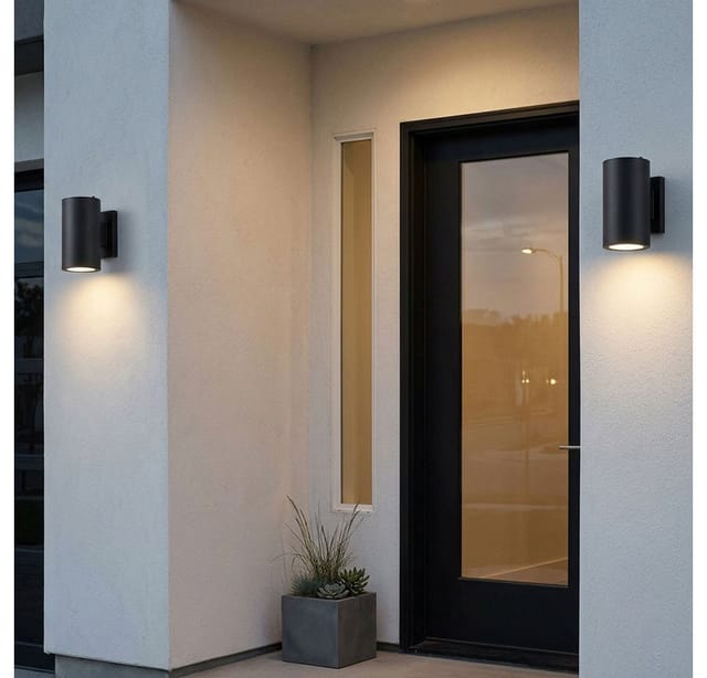 2x Led Solar-wandleuchte Wandlampe Fassadenlampe Led Schwarz Aluminium Ip44
