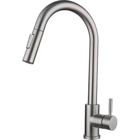Ausziehbare Küchenarmatur Aus Edelstahl 304, Gebürstete Goldoberfläche, Warm- Und Kaltwasserhahn, Bleifreie Spülbecken- Und Waschbeckenarmatur - Gebürstete Oberfläche [gerader Ausziehkopf]