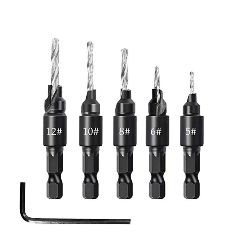 Sollbry 5pcs Jeu De Forets À Chanfreiner, Forets Coniques Réglables