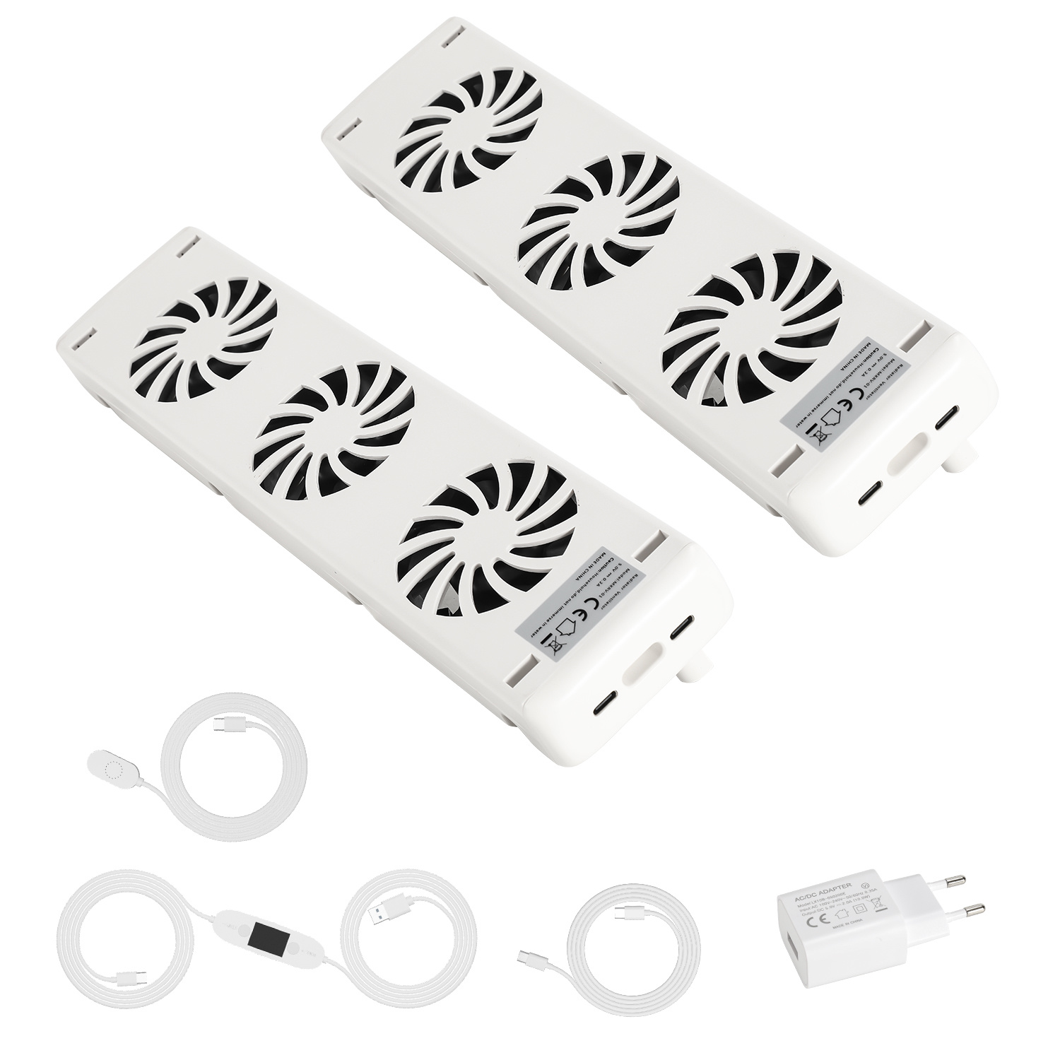 Tolletour Heizkörperventilator 3 Lüfter, 2er-set, Magnet, 60 Cfm, Thermostat