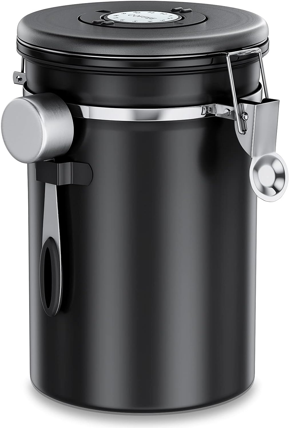Luftdichte Kaffeedose 1 Kg – Edelstahl-kaffeebehälter Mit Co2-ventil – Mit Messlöffel (2,8 L Schwarz) – Perfekt