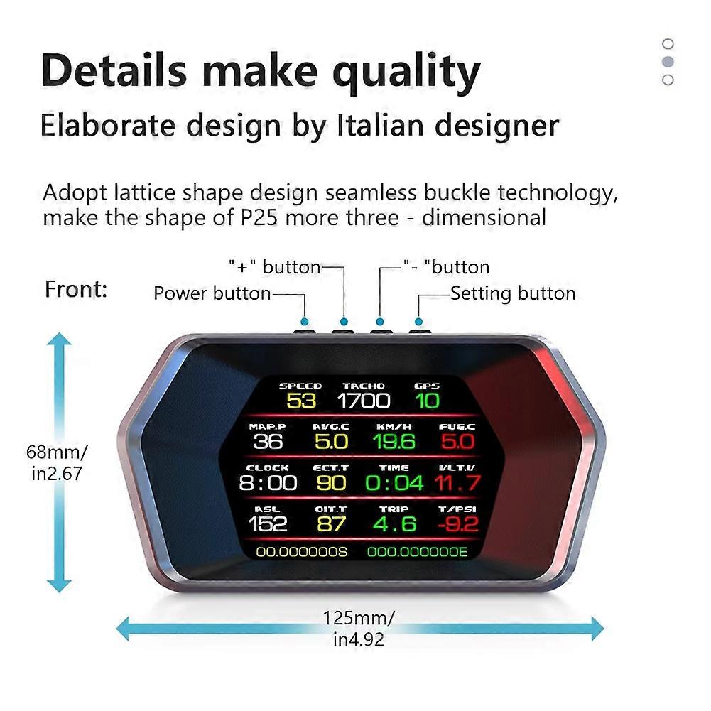 P17 Hud Head Up Display Auto Display Obd2 Gps Auto Computer Digital Tacho Spannung Wasser Öl Temp Gauge